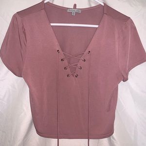 Dusty purple/pink tie-up tee